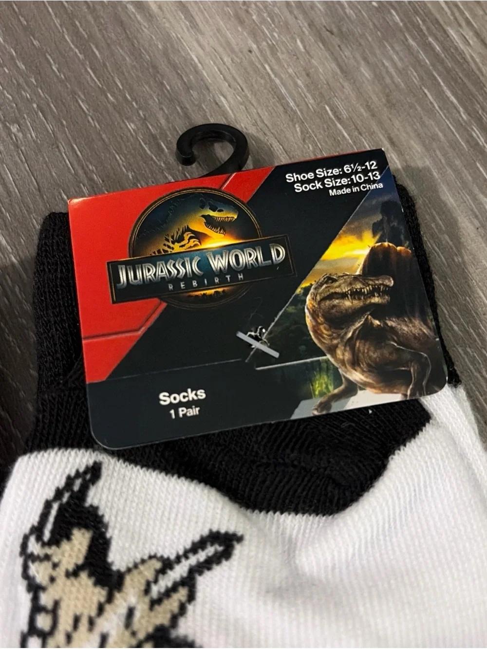 Lot of 3 Jurassic world Men's  Crew Socks - Gray & White